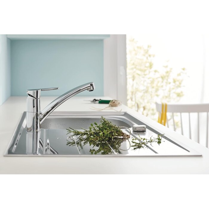Mitigeur d'évier bec plat chromé 140° - 33% de remise
