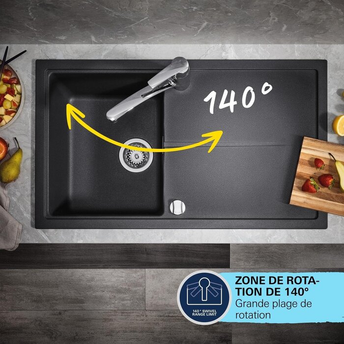 Mitigeur d'évier bec plat chromé 140° - 33% de remise