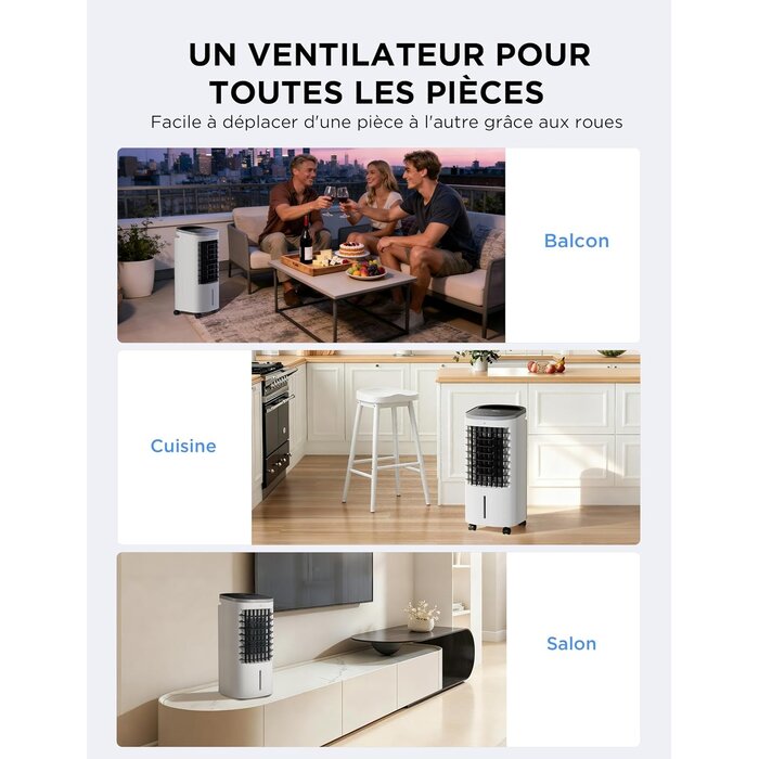 Rafraîchisseur d'air mobile 5-en-1, 5L, 65W - 34% de remise