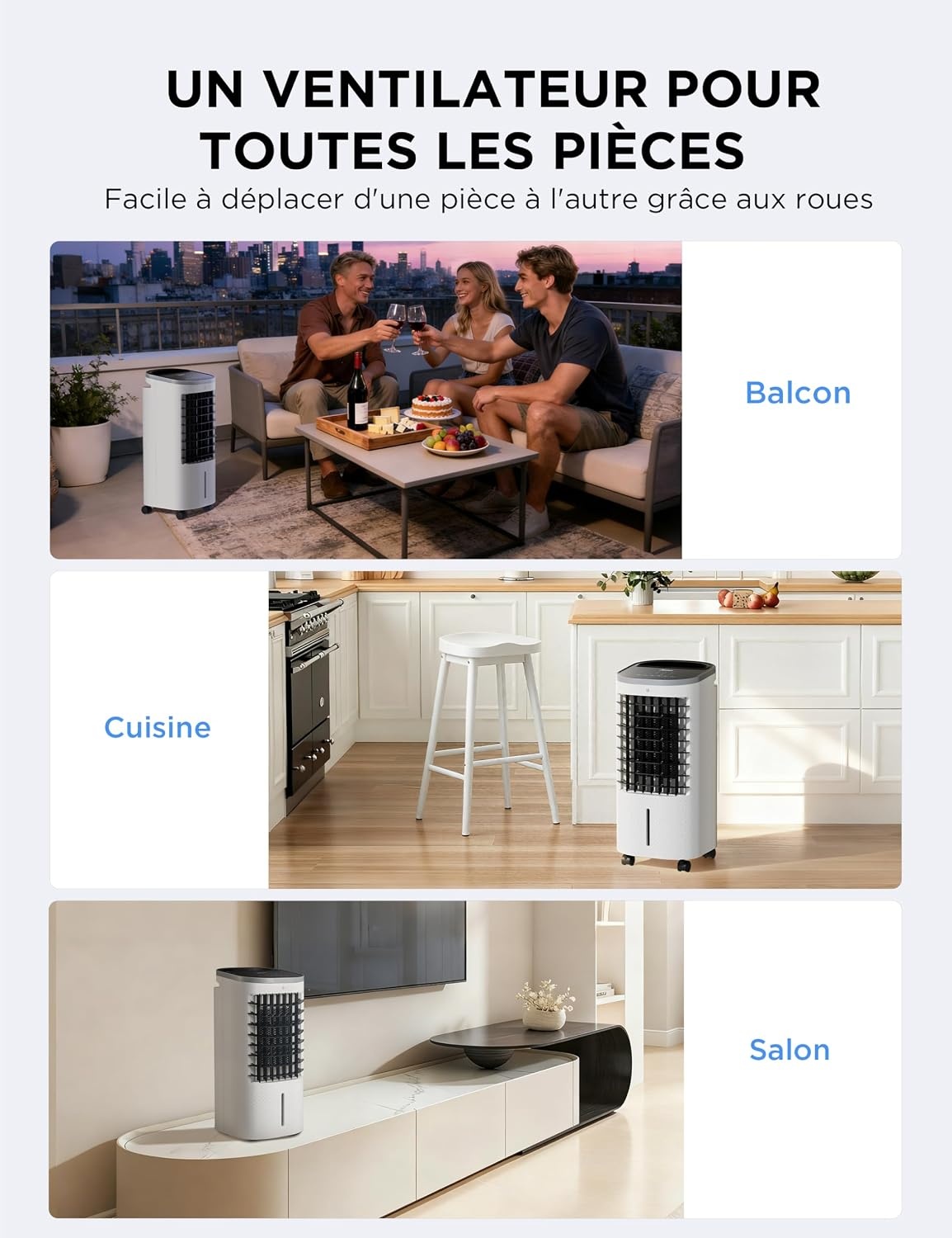 Rafraîchisseur d'air mobile 5-en-1, 5L, 65W - 34% de remise