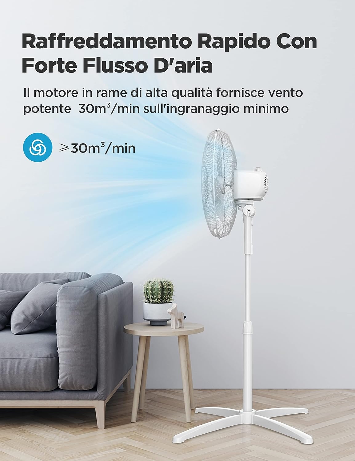 Ventilateur sur pied 40 cm - Oscillant et réglable - 33% de remise