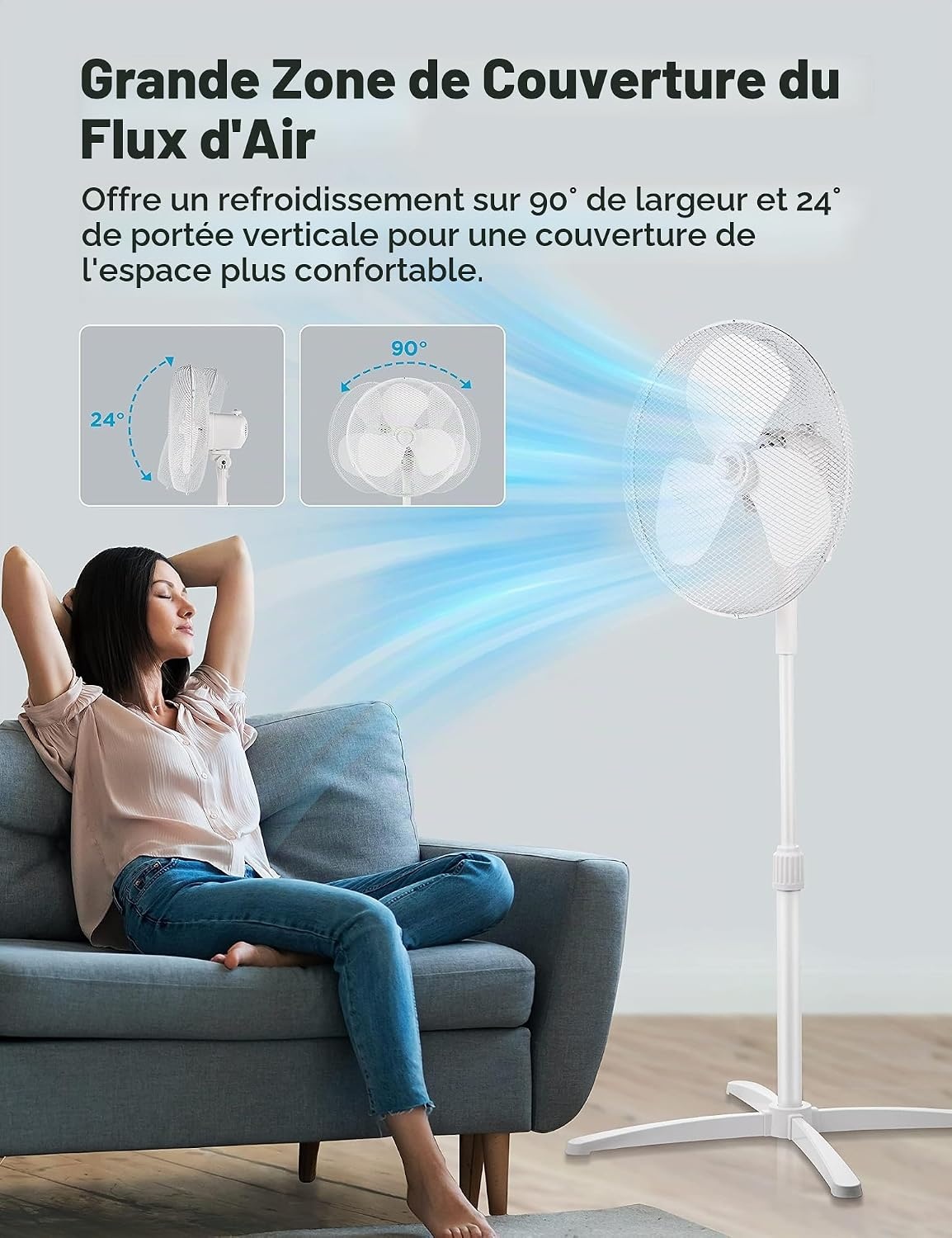 Ventilateur sur pied 40 cm - Oscillant et réglable - 33% de remise