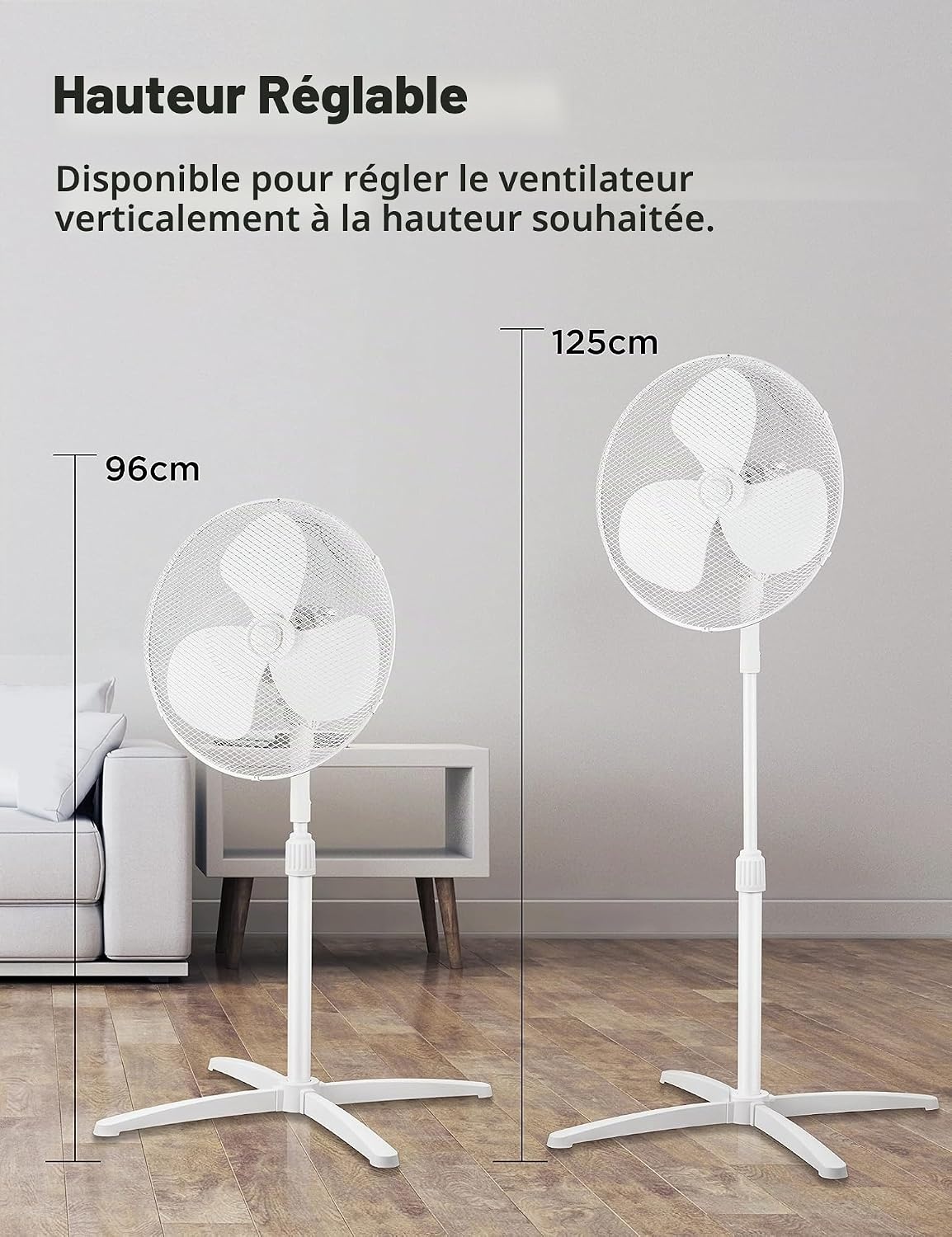 Ventilateur sur pied 40 cm - Oscillant et réglable - 33% de remise