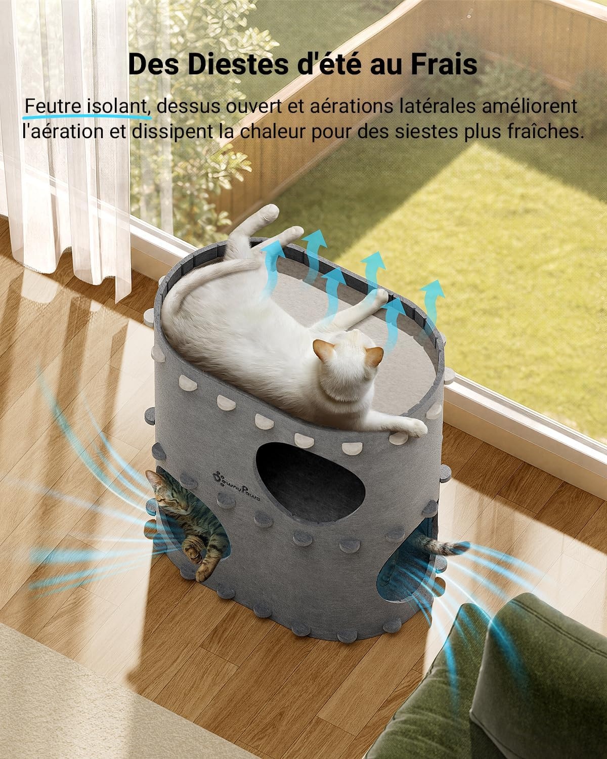Maison pour chat à 2 étages en feutre gris - 32,8x50x50 cm - 31% de remise