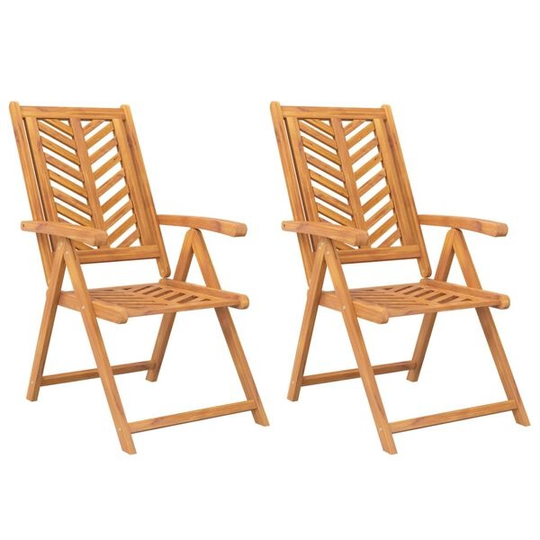 Lot de 2 chaises de jardin réglables en acacia - 35% de remise