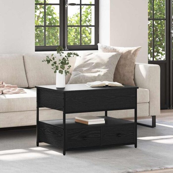 Table basse noire aspect chêne 70x50cm - 34% de remise