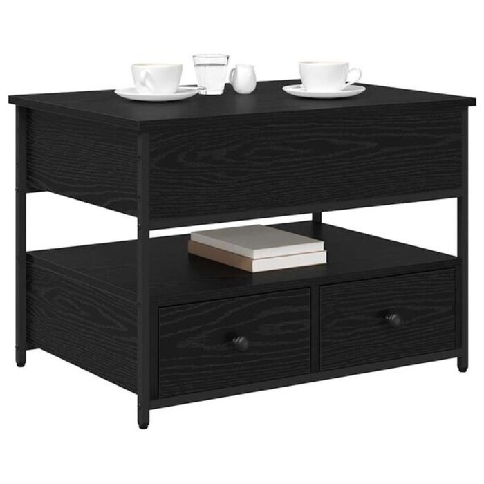 Table basse noire aspect chêne 70x50cm - 34% de remise