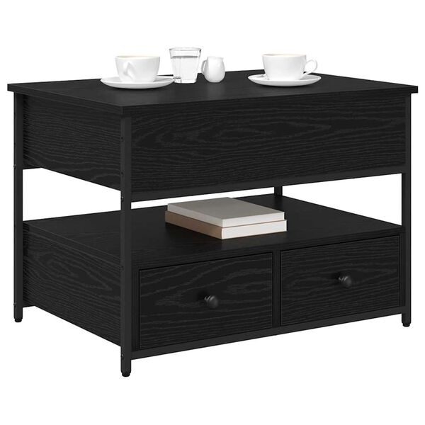 Table basse noire aspect chêne 70x50cm - 34% de remise