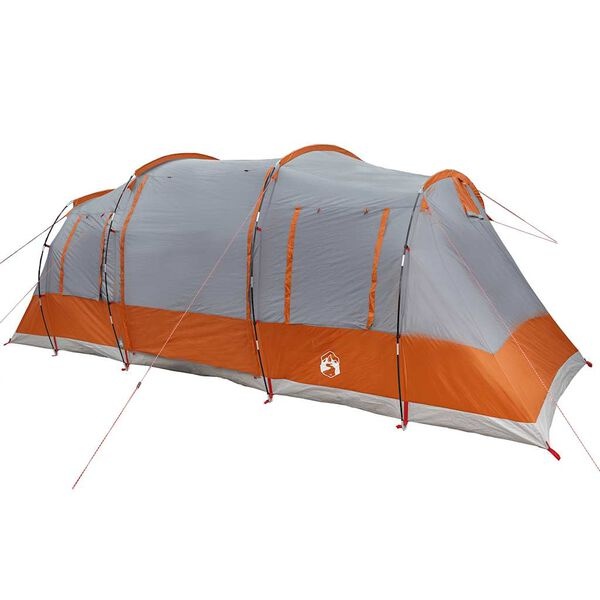 Tente tunnel 4 personnes - Gris et orange - 35% de remise