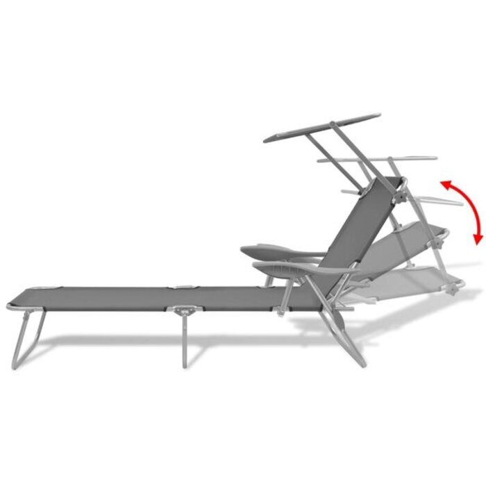 Bain de soleil pliant avec pare-soleil gris - 34% de remise