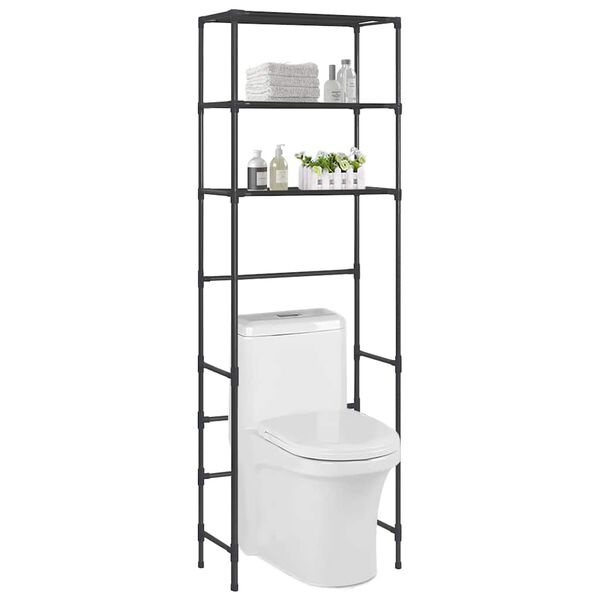 Étagère de toilettes 3 niveaux - 53x28x169 cm - Noir - 30% de remise