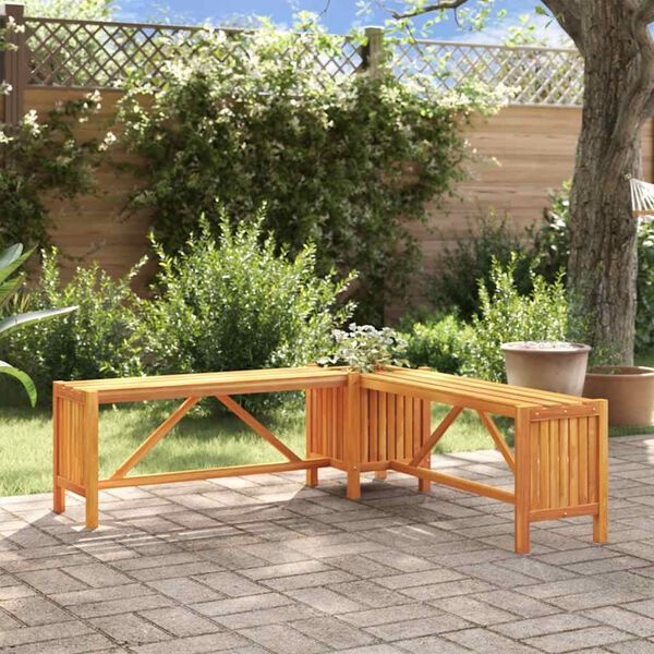 Banc d'angle en acacia avec jardinière - 117x117 cm - 34% de remise