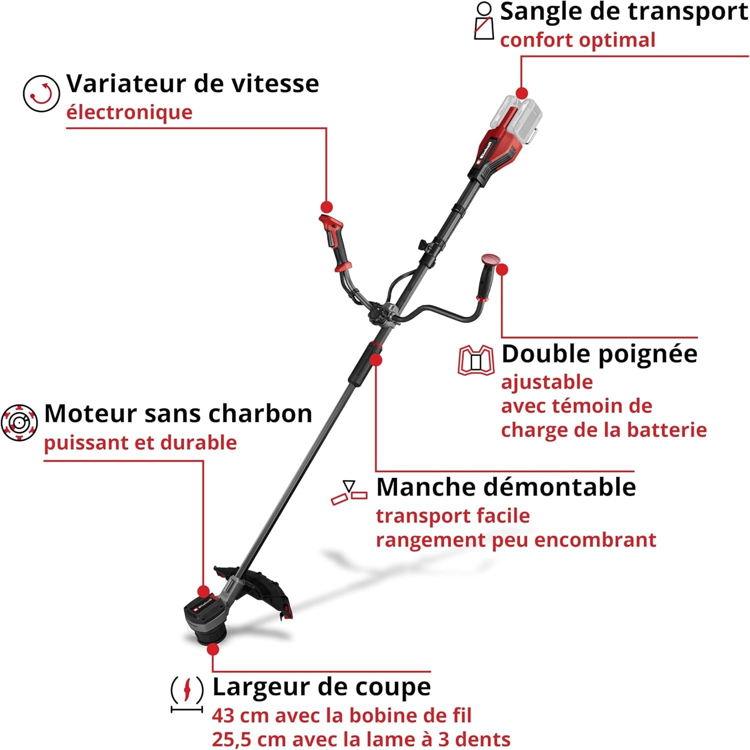 Débroussailleuse sans fil 43 cm, noir rouge, taille L - 35% de remise