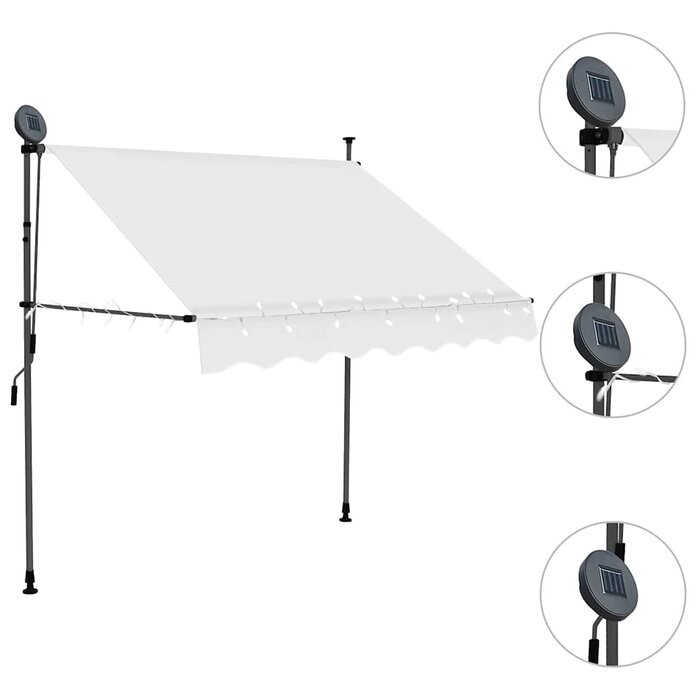 Store banne manuel rétractable 150 cm crème avec LED - 34% de remise