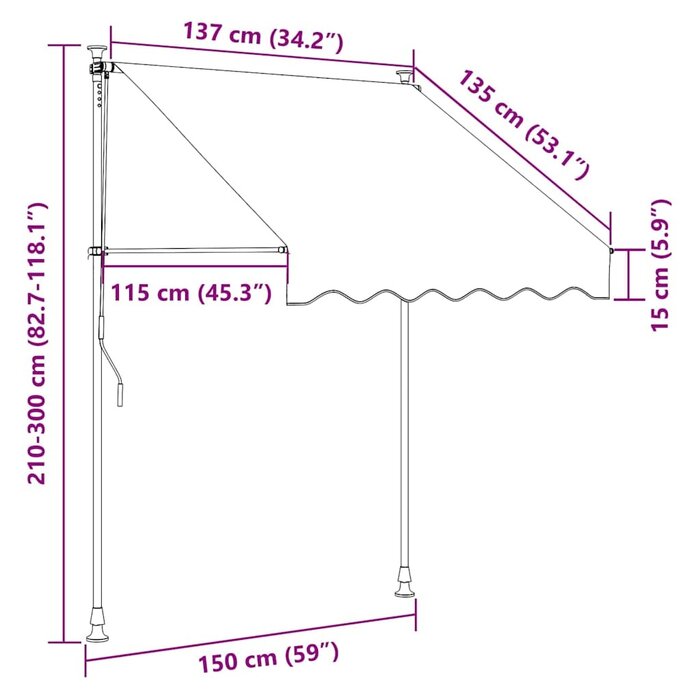 Store banne manuel rétractable 150 cm crème avec LED - 34% de remise