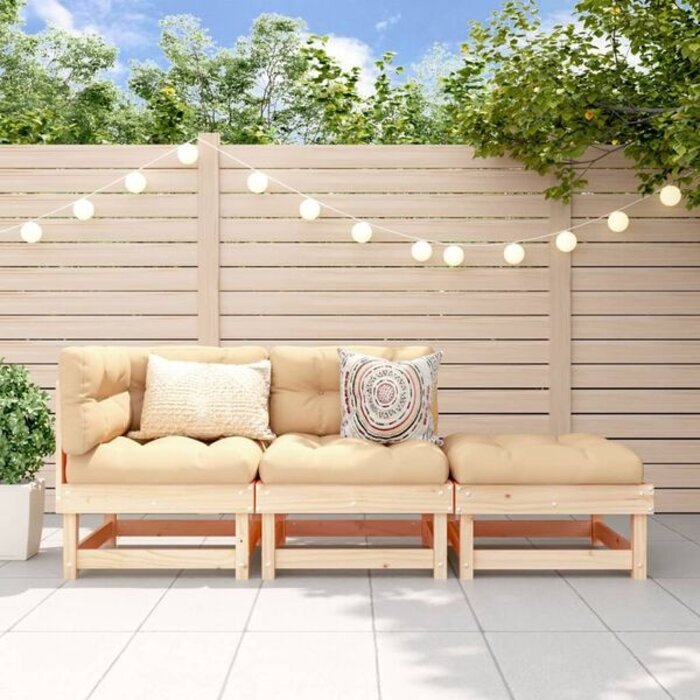 Salon de jardin 3 pièces en pin massif - 37% de remise