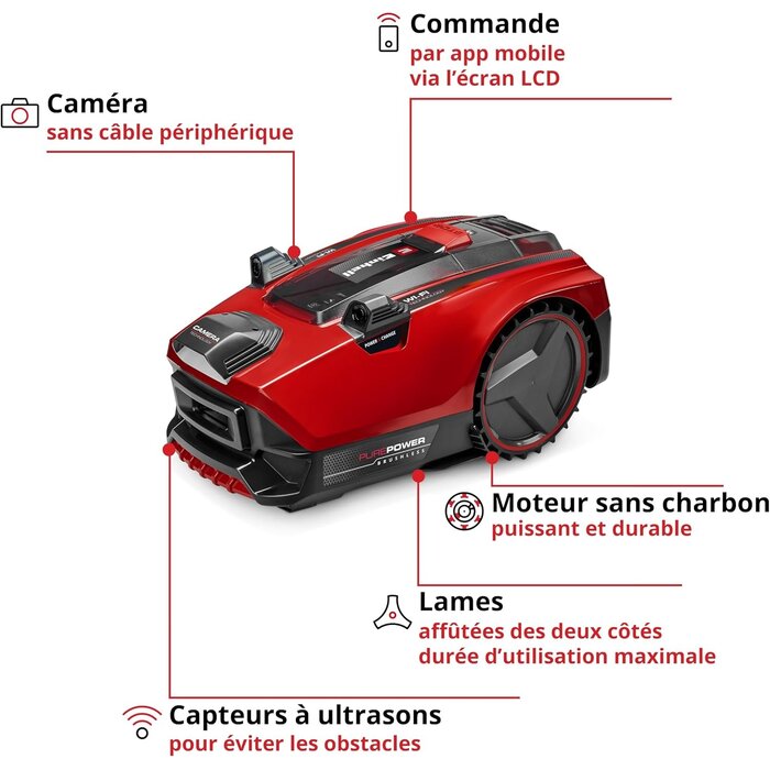 Robot tondeuse 600m² sans câble - Rood zwart - 35% de remise