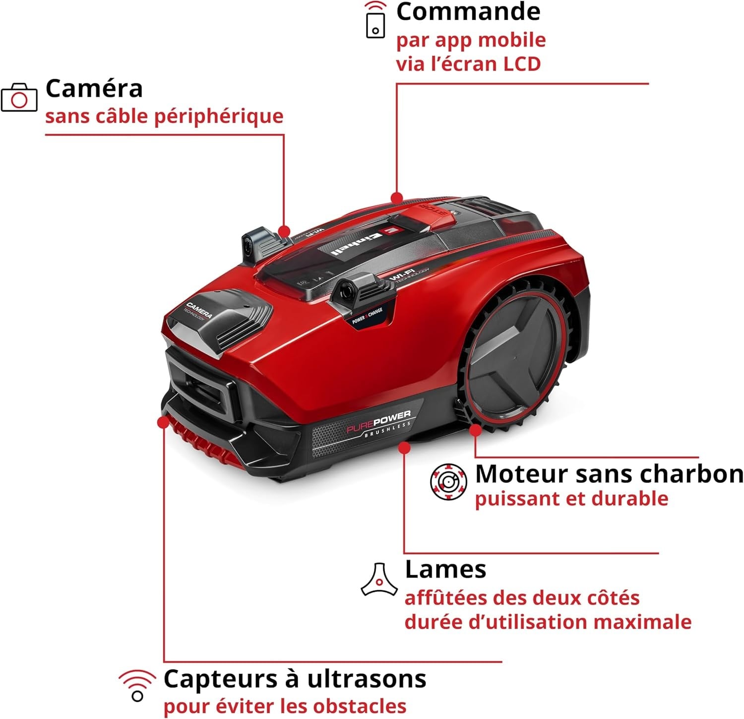 Robot tondeuse 600m² sans câble - Rood zwart - 35% de remise