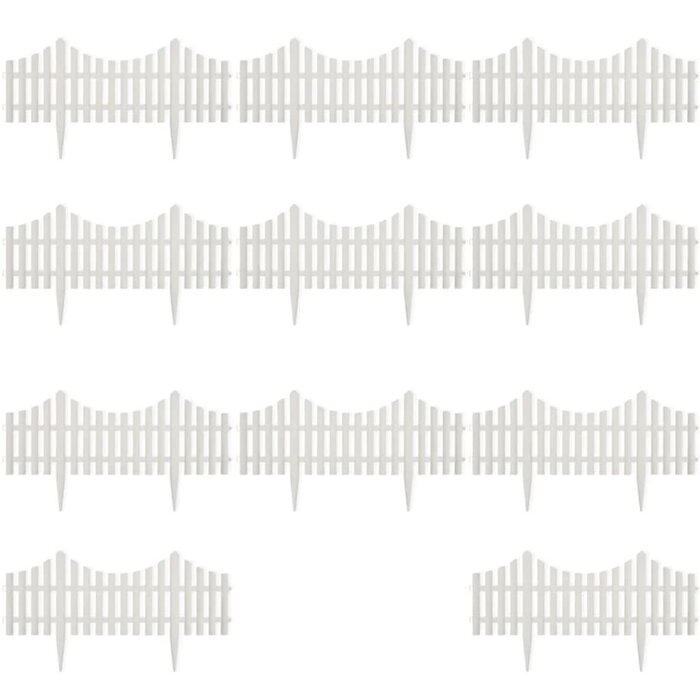 Bordure de jardin 10 m - 17 éléments - Blanc - 31% de remise