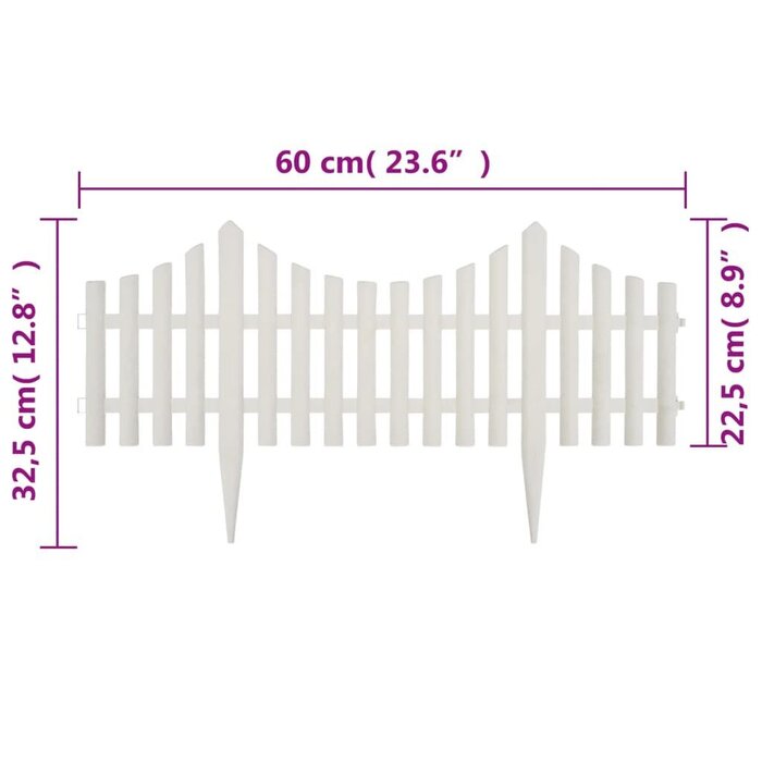 Bordure de jardin 10 m - 17 éléments - Blanc - 31% de remise