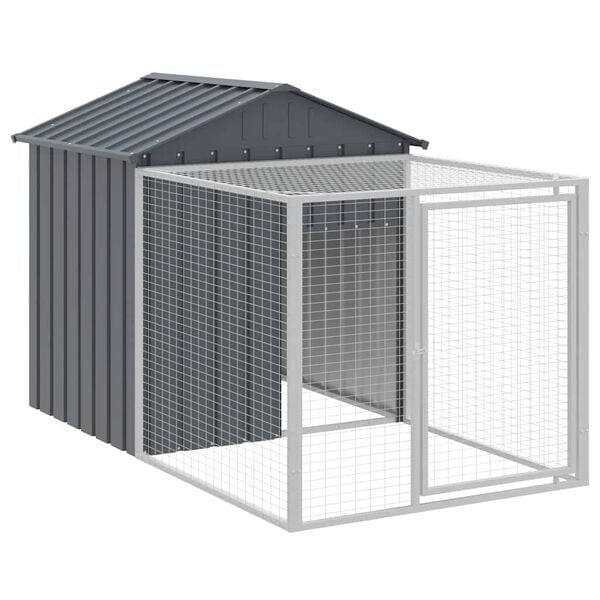 Poulailler avec enclos acier anthracite 117x201x123 cm - 35% de remise