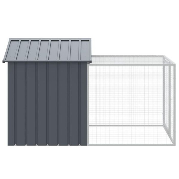 Poulailler avec enclos acier anthracite 117x201x123 cm - 35% de remise