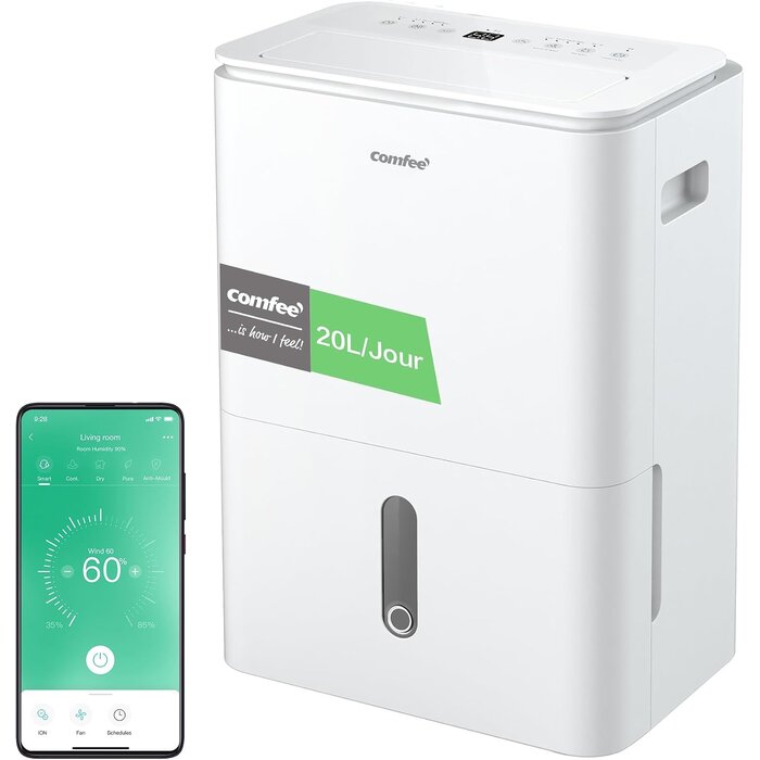 Déshumidificateur 20L 40 m² Blanc L - Déballé - 35% de remise