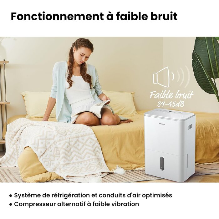 Déshumidificateur 20L 40 m² Blanc L - Déballé - 35% de remise