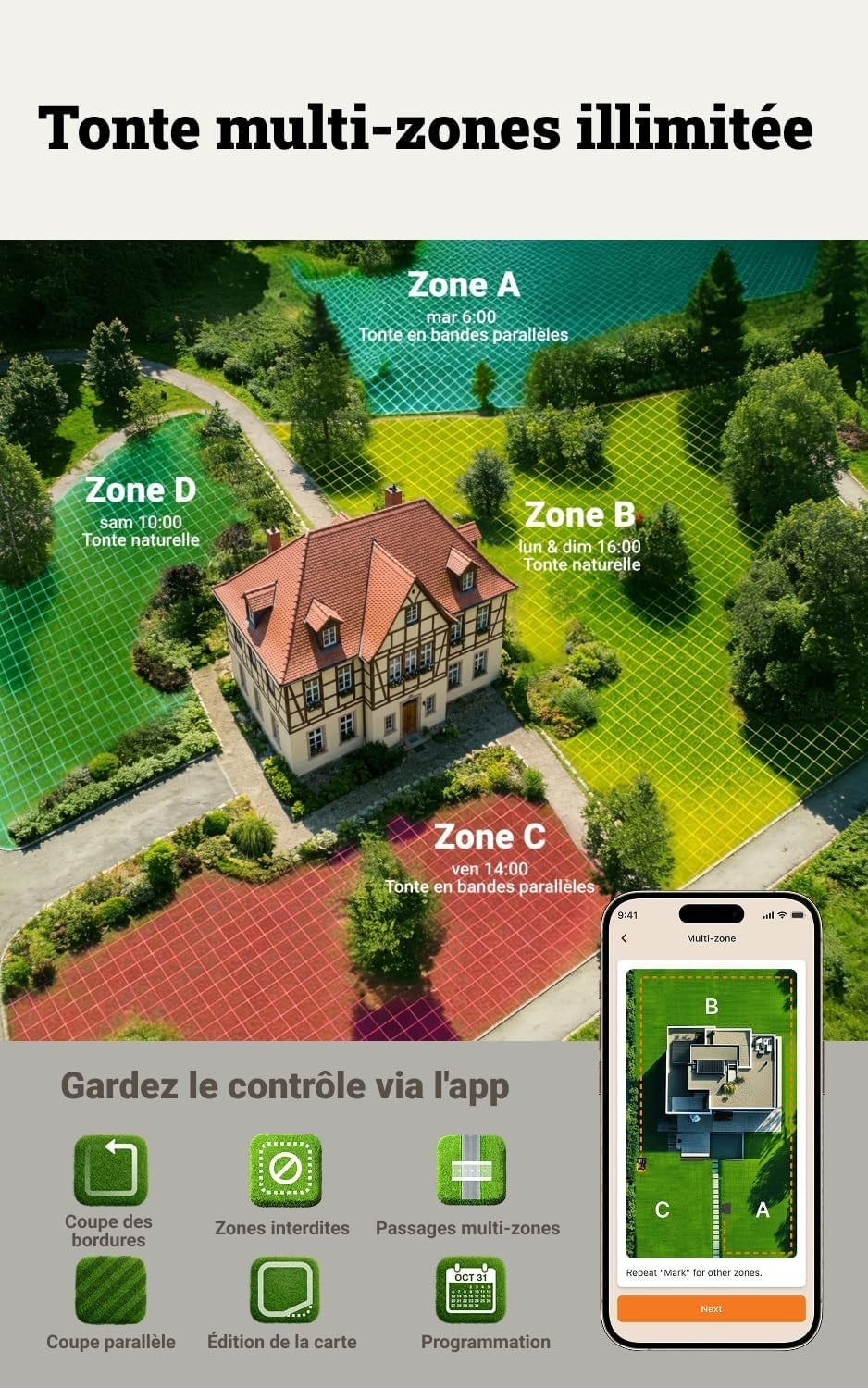 Robot tondeuse 600m² - Noir/Orange - Taille L - 35% de remise