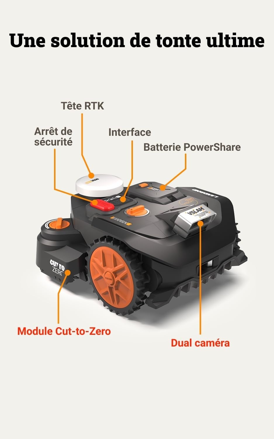Robot tondeuse 600m² - Noir/Orange - Taille L - 35% de remise
