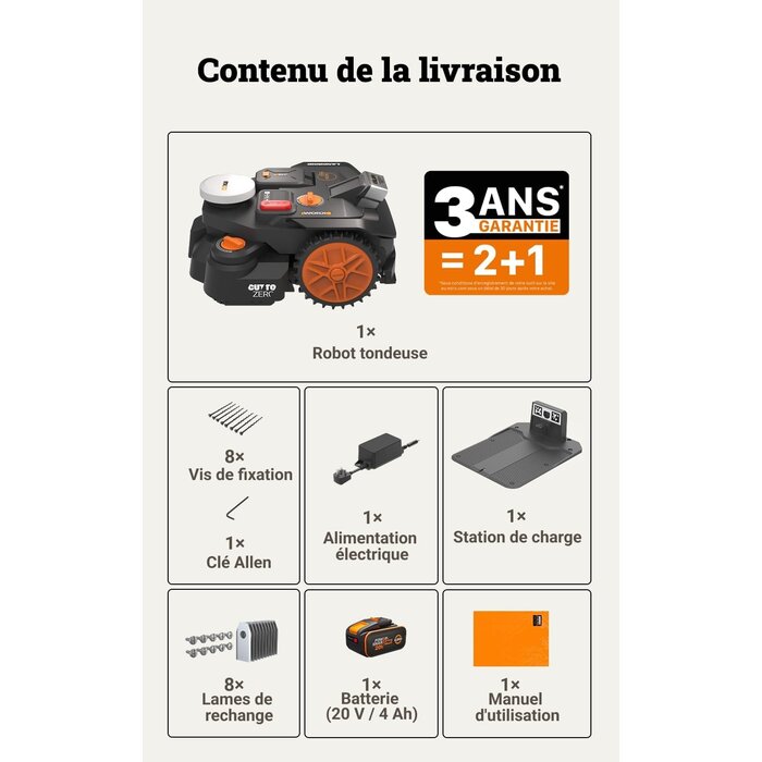Robot tondeuse 600m² - Noir/Orange - Taille L - 35% de remise
