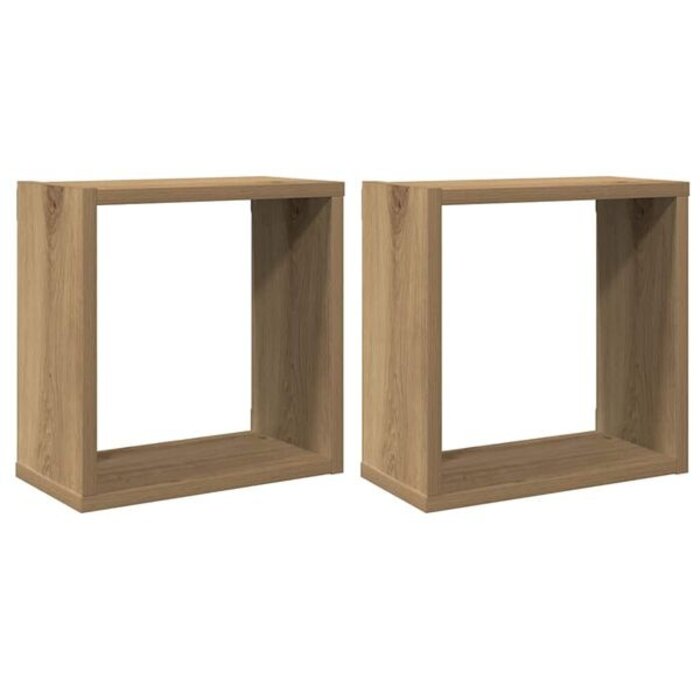 Lot de 2 étagères murales cubiques chêne artisanal - 32% de remise