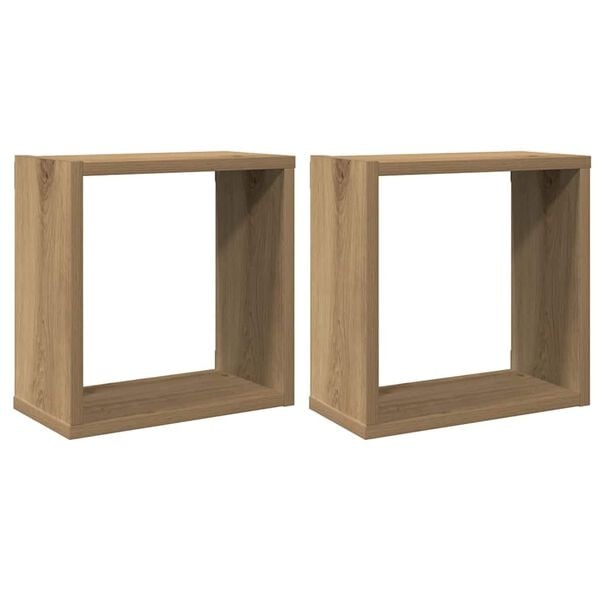 Lot de 2 étagères murales cubiques chêne artisanal - 32% de remise