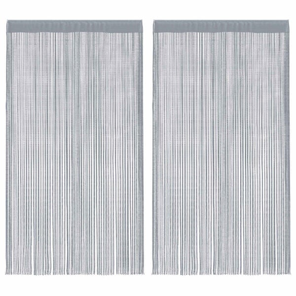 Lot de 2 rideaux à fils gris clair 140x250 cm - 30% de remise