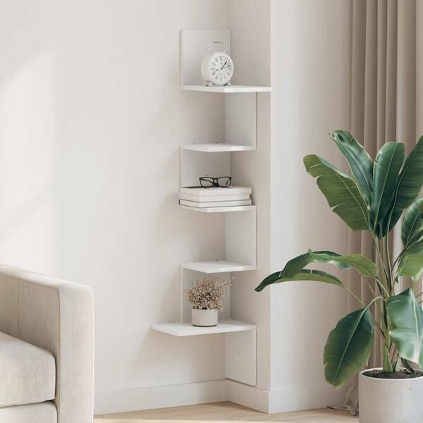 Étagère murale d'angle blanche - 32% de remise - 127,5 cm
