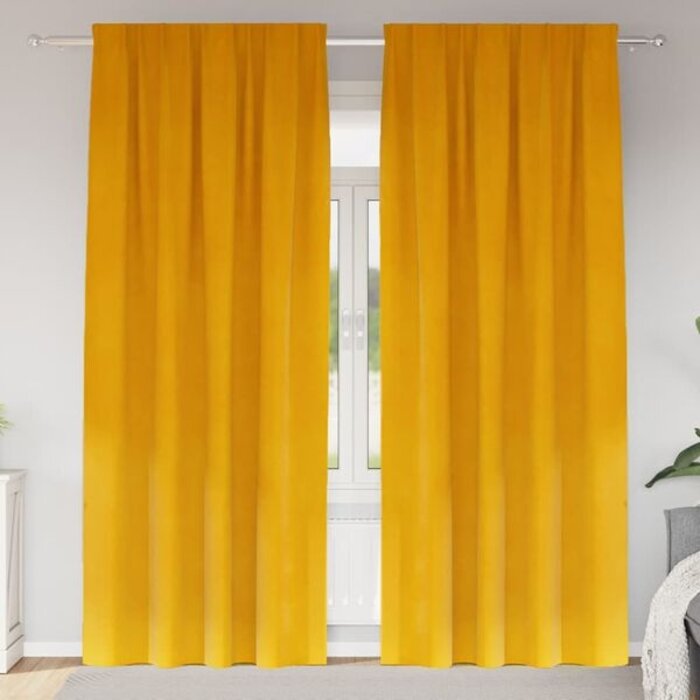 Lot de 2 rideaux en velours moutarde 140 x 260 cm - 28% de remise