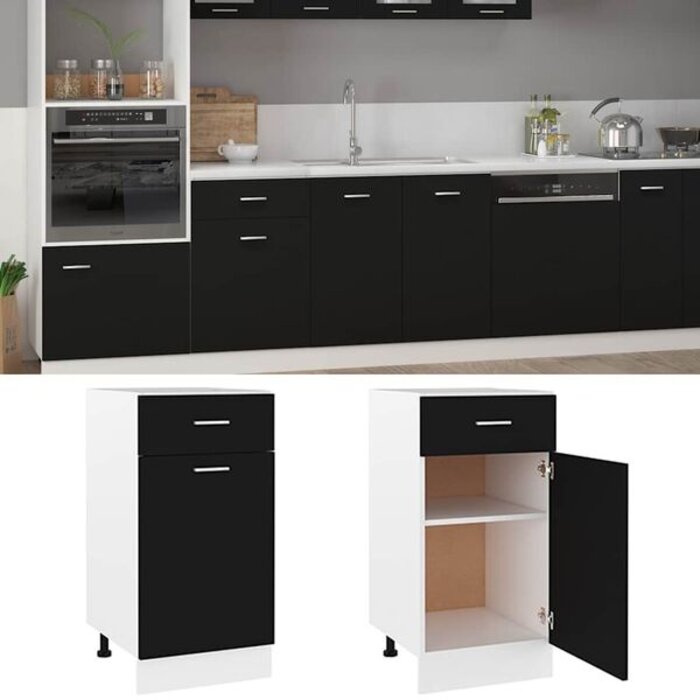 Meuble bas de cuisine Lyon noir - 34% de remise