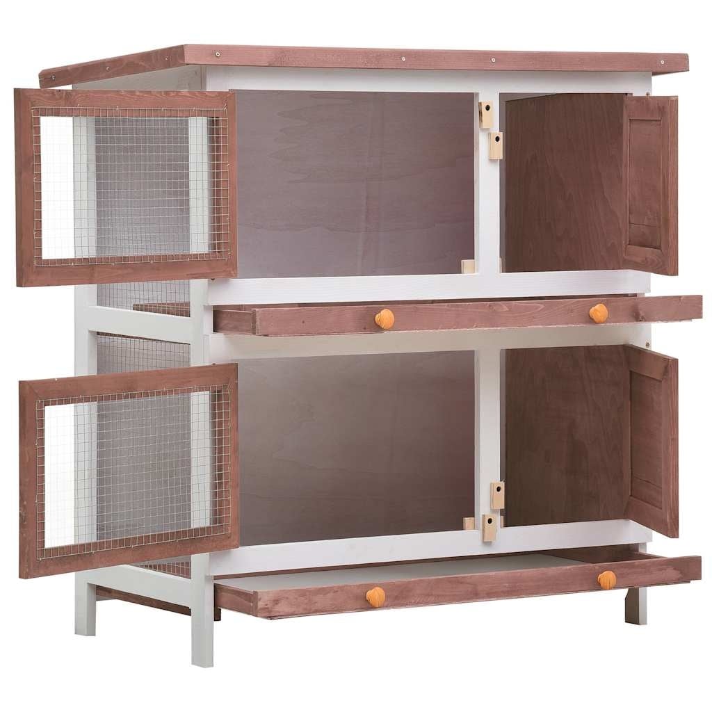 Clapier pour lapins à 2 niveaux 90x45cm - Bois - 34% de remise