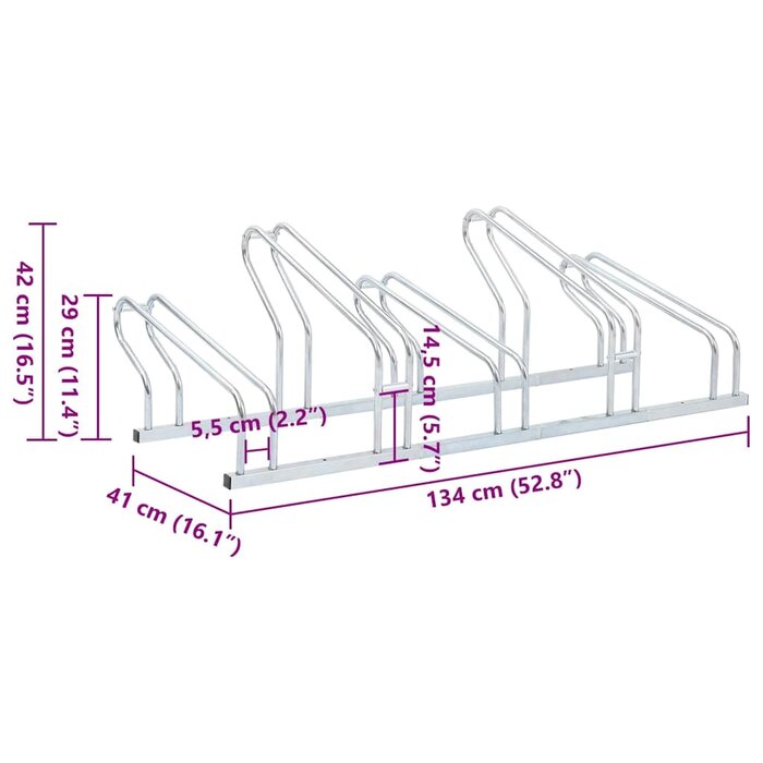 Support à vélos 5 places en acier galvanisé - 34% de remise