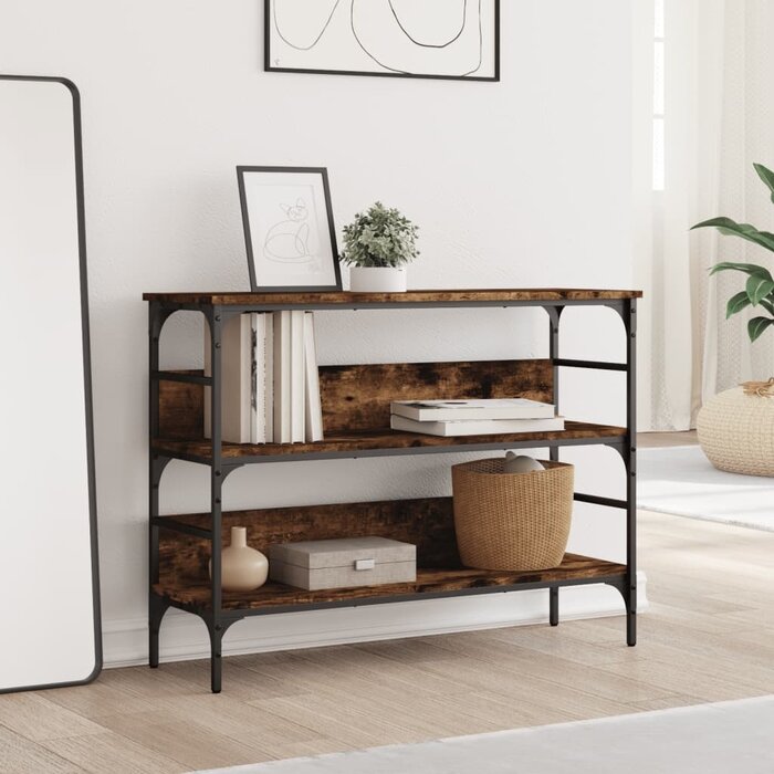 Console d'entrée style industriel chêne fumé 100cm - 33% de remise