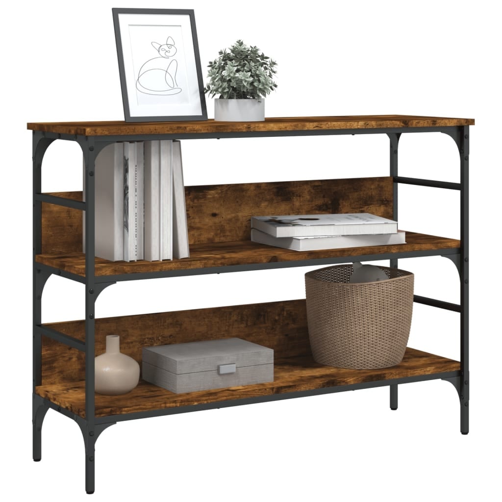 Console d'entrée style industriel chêne fumé 100cm - 33% de remise