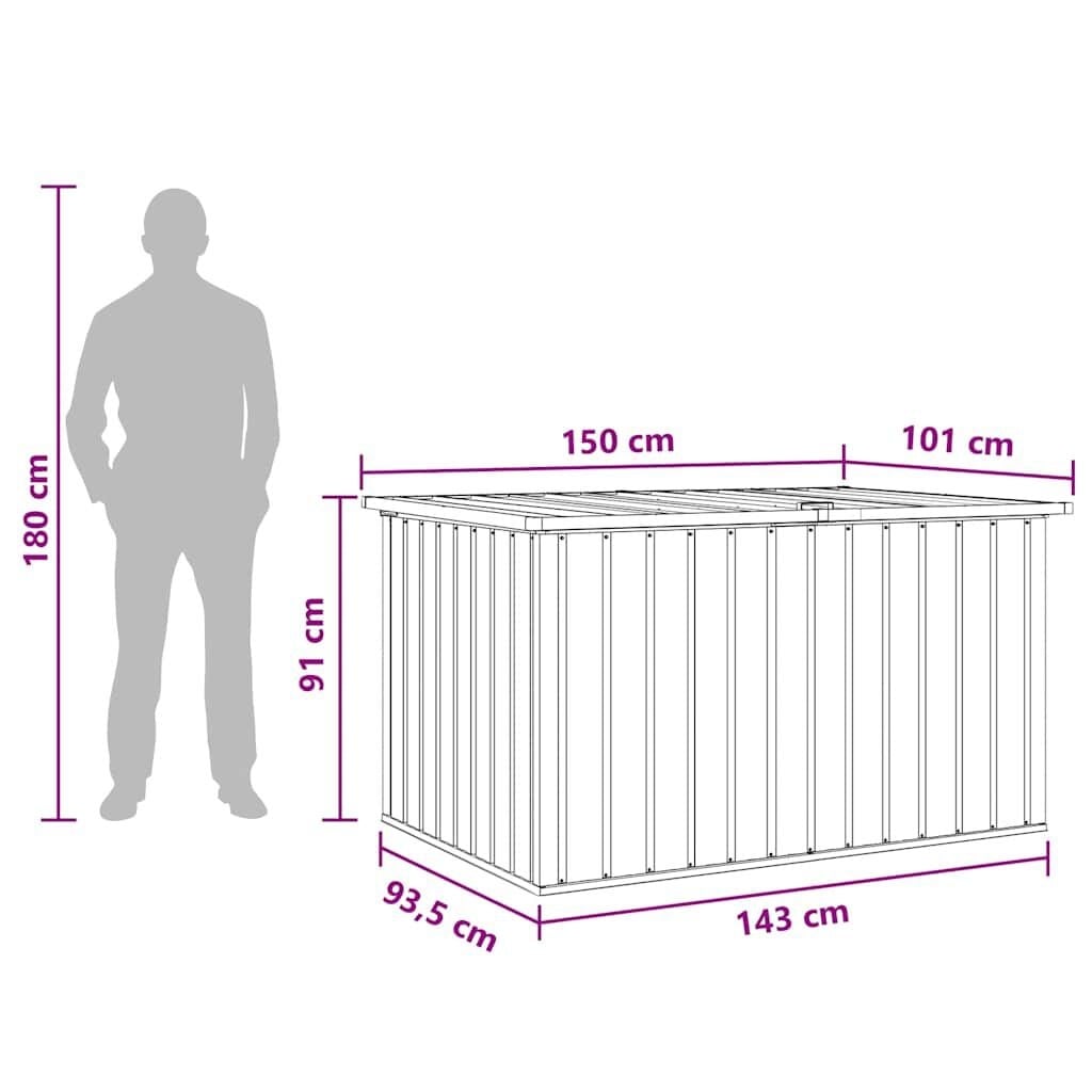 Coffre de jardin en acier galvanisé - 149 cm - 34% de remise