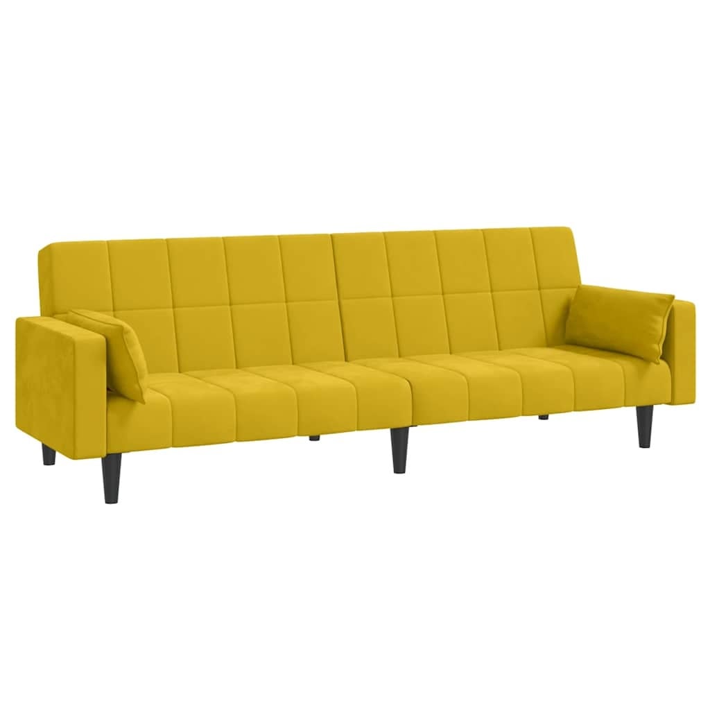 Canapé-lit 2 places en velours jaune - 35% de remise