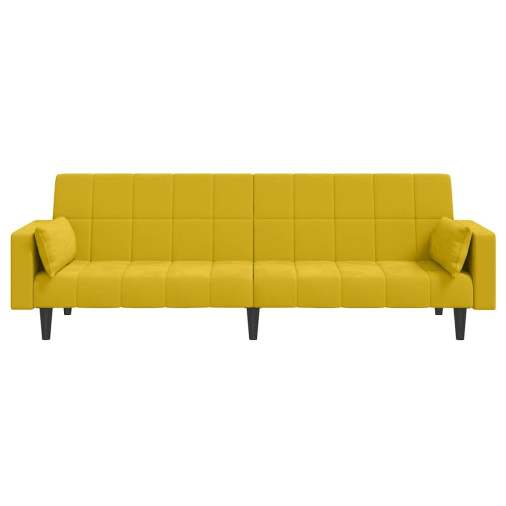Canapé-lit 2 places en velours jaune - 35% de remise