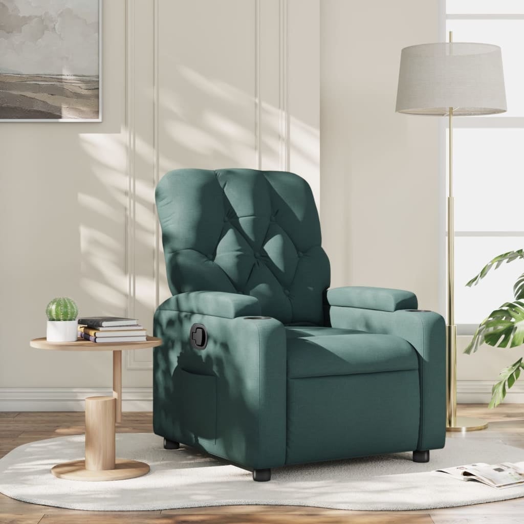 Fauteuil relax inclinable manuel tissu vert foncé - 35% de remise