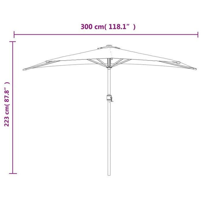 Parasol de balcon demi-cercle taupe 300x155 cm - 33% de remise