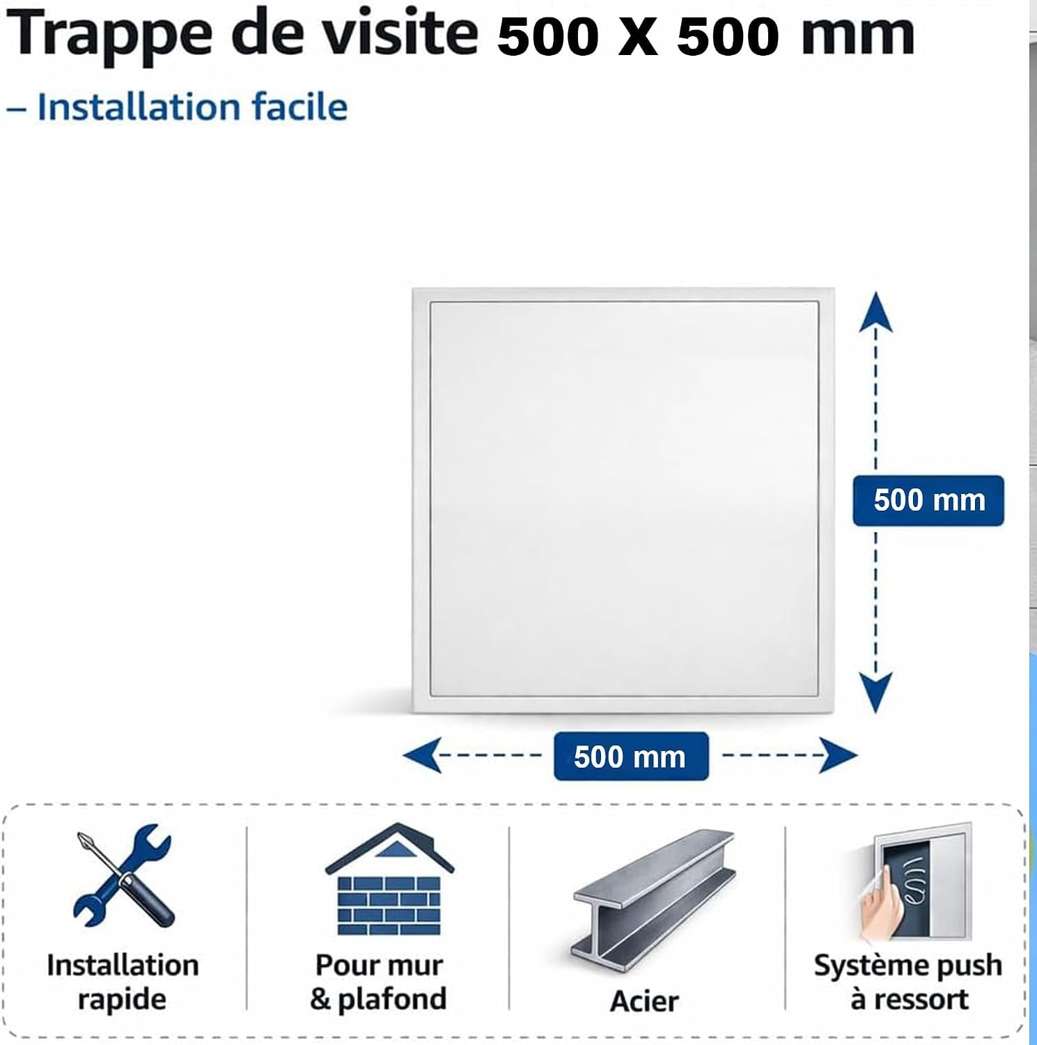 Trappe de visite 500x500mm acier noir - 30% de remise - Déballé / Bon état