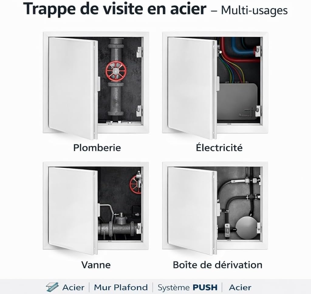 Trappe de visite 500x500mm acier noir - 30% de remise - Déballé / Bon état