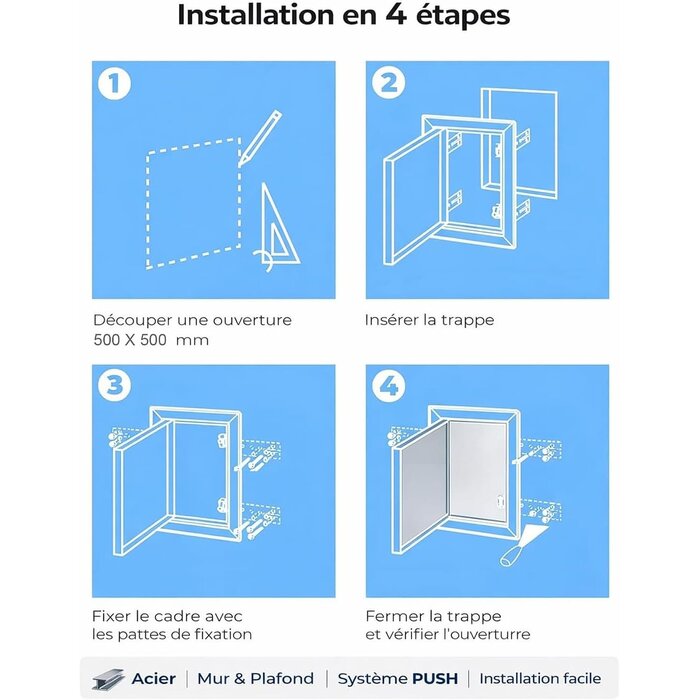 Trappe de visite 500x500mm acier noir - 30% de remise - Déballé / Bon état