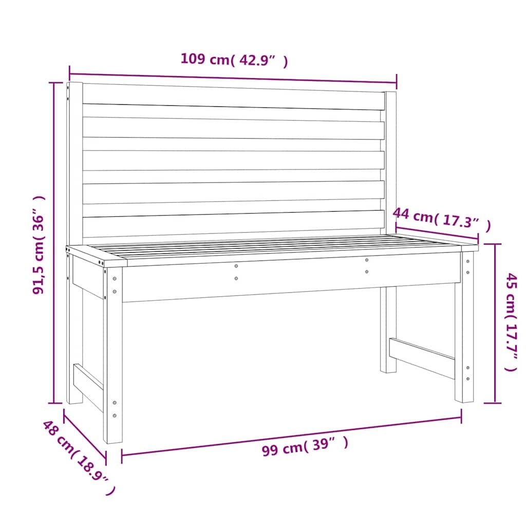 Banc de jardin en pin massif gris 109 cm - 34% de remise